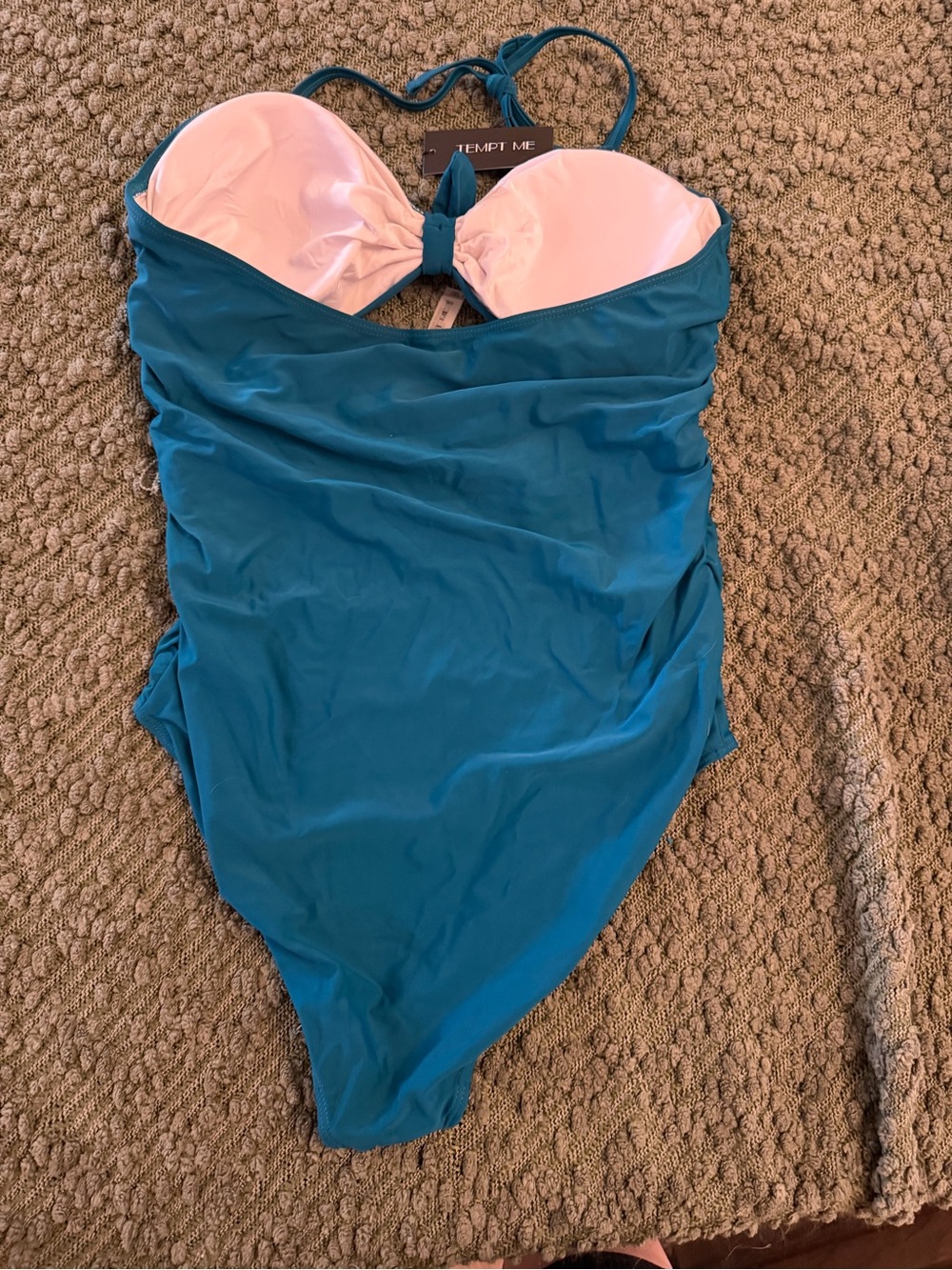 Teal Knot Front One-Piece Swimsuit - Picture 4 of 5